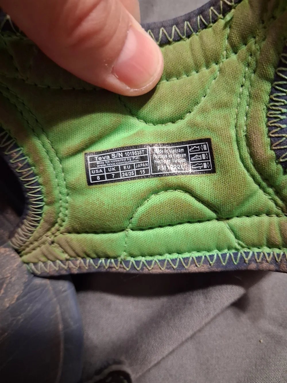 Size 8 Toddler Teva Navy and Green Kids Adjustable Sandals